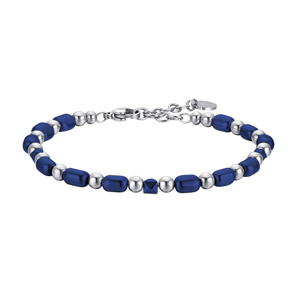 PULSERA DE ACERO PARA HOMBRE CON HEMATITES AZUL
