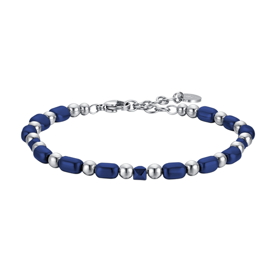 PULSERA DE ACERO PARA HOMBRE CON HEMATITES AZUL