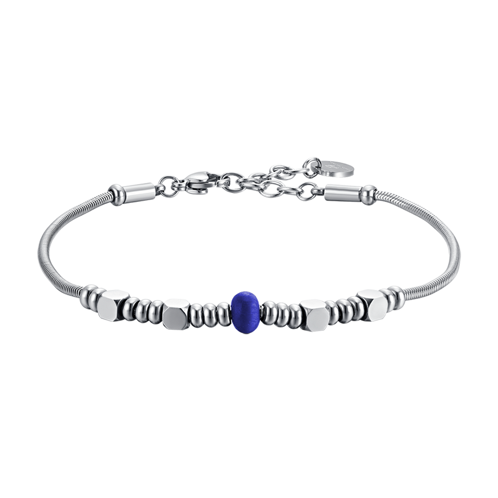 PULSERA DE ACERO PARA HOMBRE CON PIEDRA AZUL