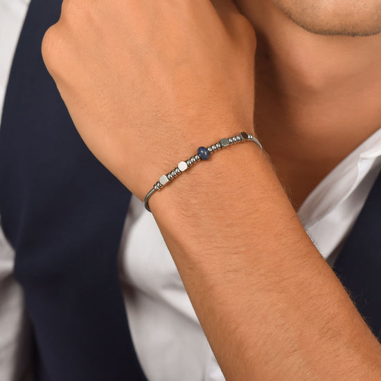 PULSERA DE ACERO PARA HOMBRE CON PIEDRA AZUL