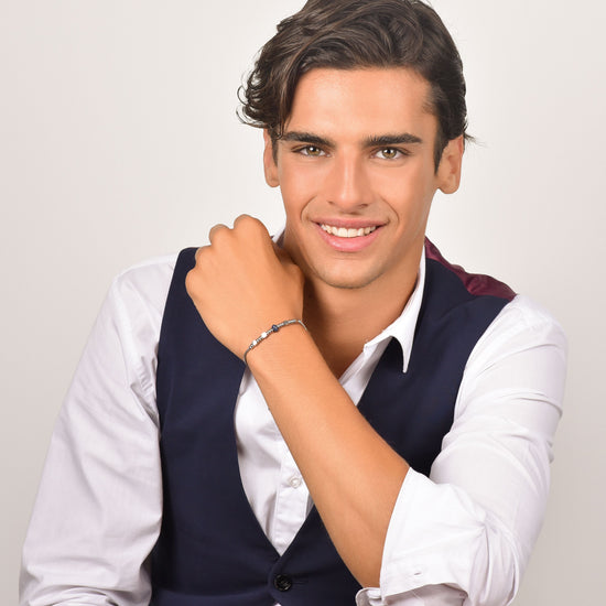 PULSERA DE ACERO PARA HOMBRE CON PIEDRA AZUL
