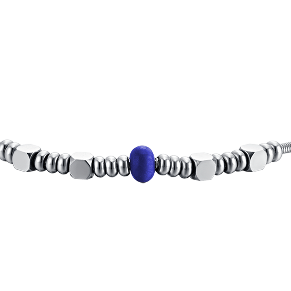 PULSERA DE ACERO PARA HOMBRE CON PIEDRA AZUL