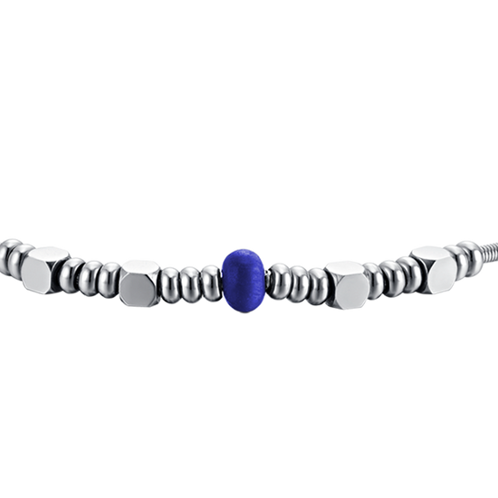 PULSERA DE ACERO PARA HOMBRE CON PIEDRA AZUL