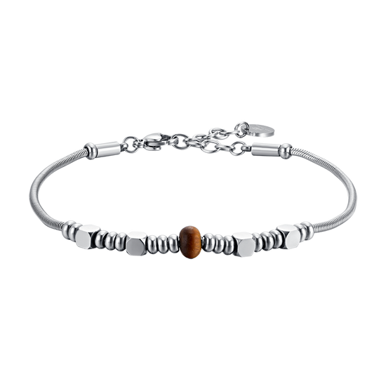 PULSERA DE ACERO PARA HOMBRE CON PIEDRAS OJO DE TIGRE