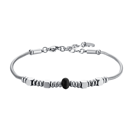 BRAZALETE DE ACERO PARA HOMBRE CON ÁGATA NEGRA
