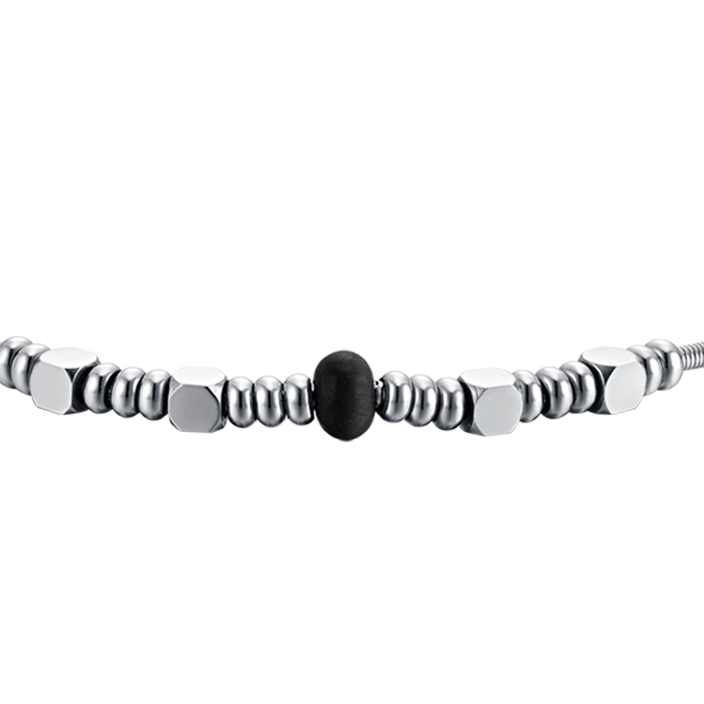 BRAZALETE DE ACERO PARA HOMBRE CON ÁGATA NEGRA