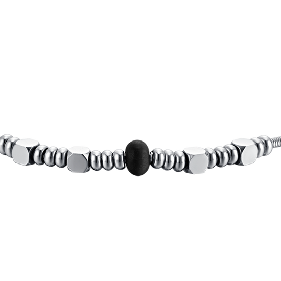 BRAZALETE DE ACERO PARA HOMBRE CON ÁGATA NEGRA
