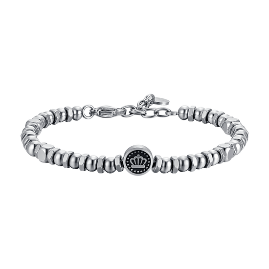 BRAZALETE DE ACERO PARA HOMBRE CON CORONA Y ESMALTE NEGRO