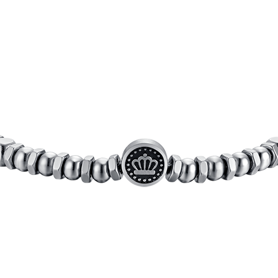 BRAZALETE DE ACERO PARA HOMBRE CON CORONA Y ESMALTE NEGRO