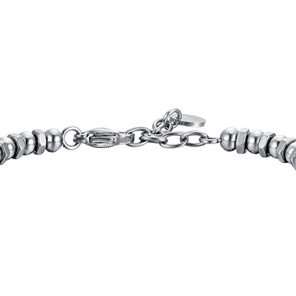 BRAZALETE DE ACERO PARA HOMBRE CON CORONA Y ESMALTE NEGRO