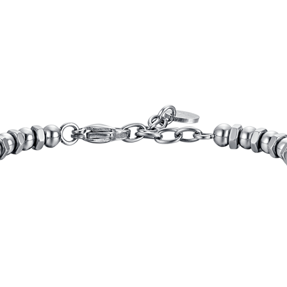 PULSERA DE ACERO PARA HOMBRE CON ANCLA Y ESMALTE NEGRO