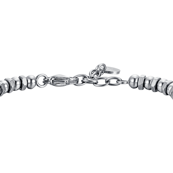 BRAZALETE DE ACERO PARA CABALLERO CON ROSA DE LOS VIENTOS Y ESMALTE NEGRO