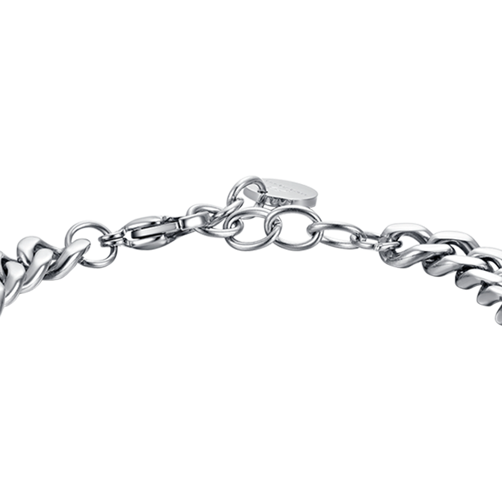 BRAZALETE DE ACERO PARA HOMBRE CON ELEMENTO DE CUERO AZUL