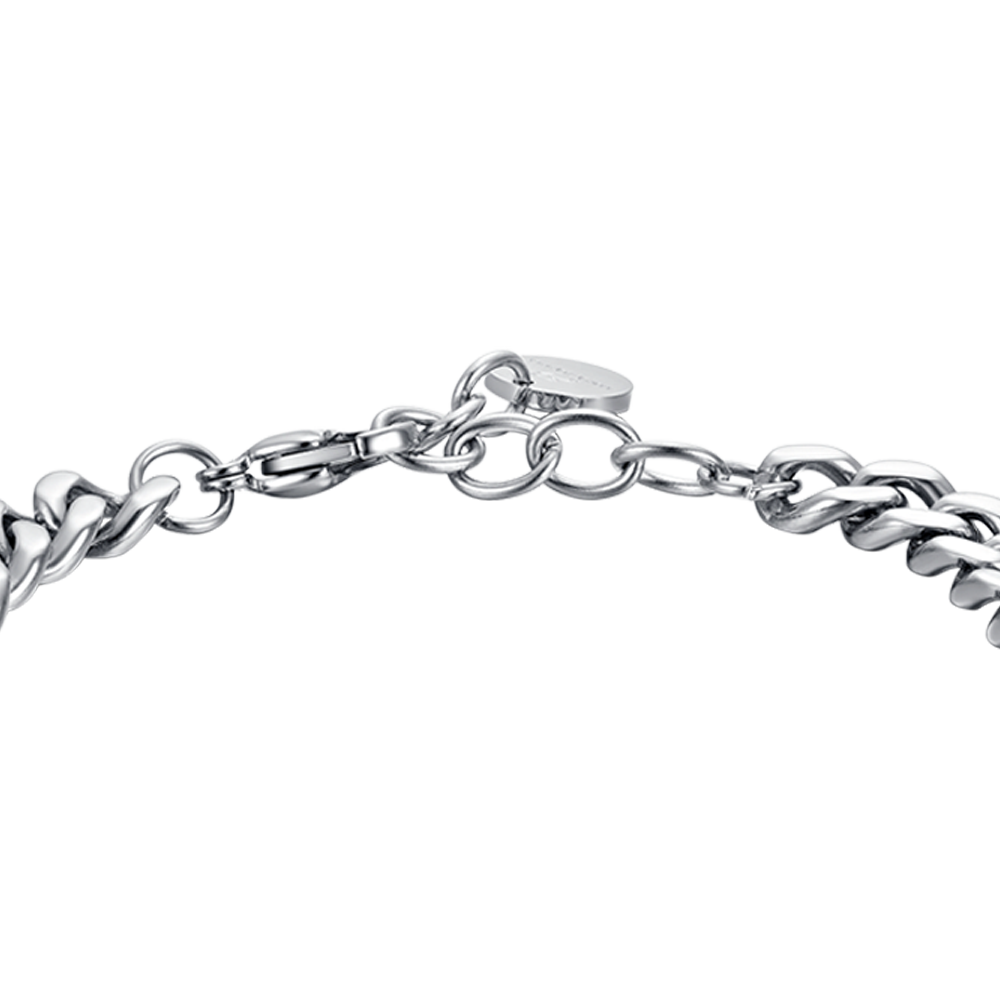 BRAZALETE DE ACERO PARA HOMBRE CON ELEMENTO DE CUERO NEGRO