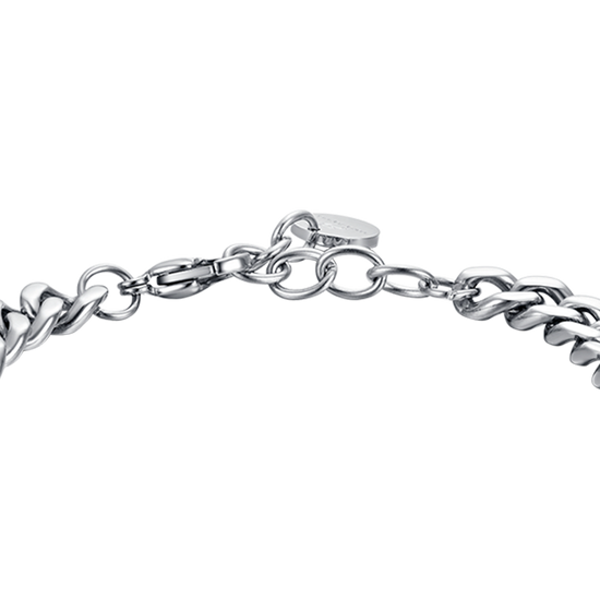 BRAZALETE DE ACERO PARA HOMBRE CON ELEMENTO DE CUERO NEGRO