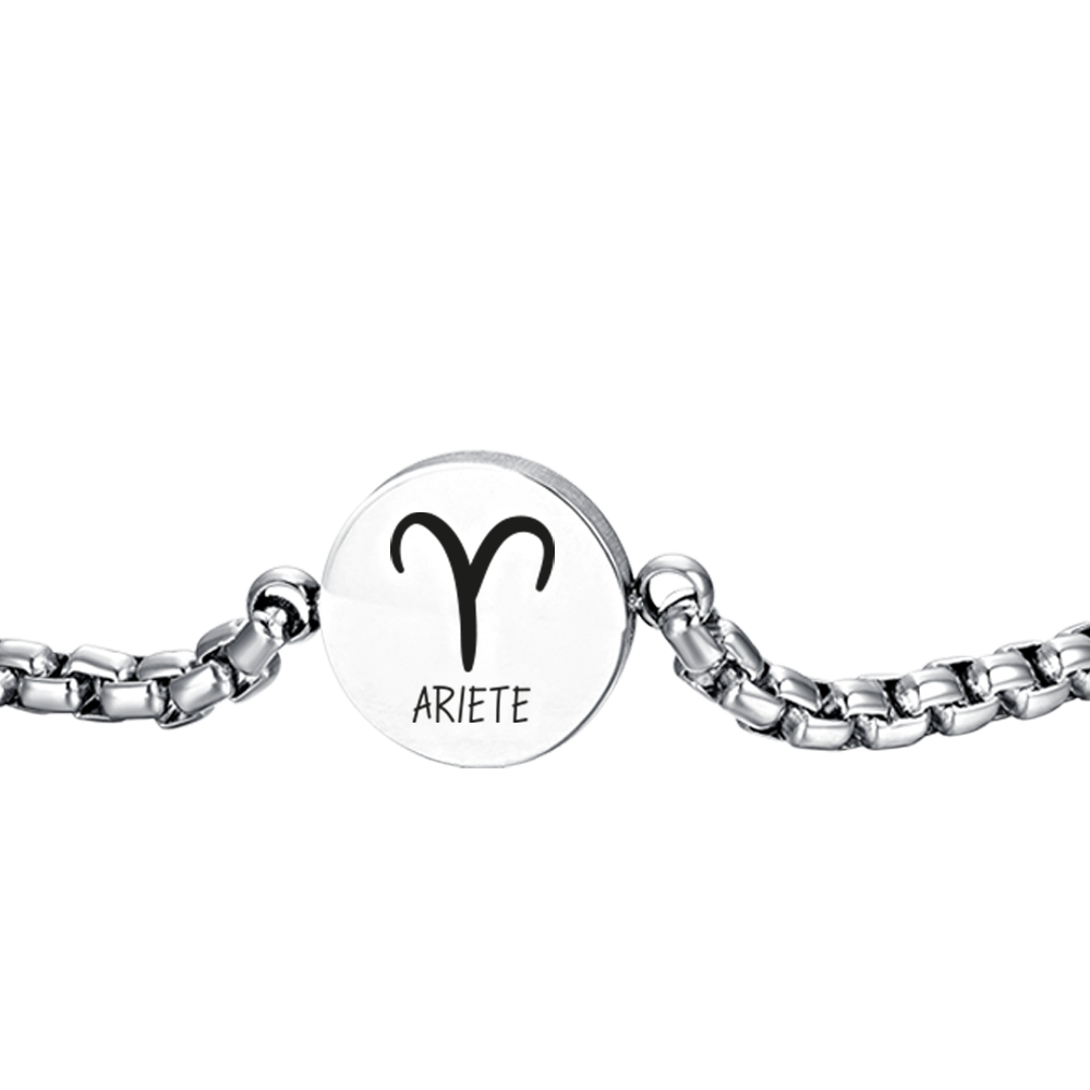 PULSERA DE ACERO PARA HOMBRE SIGNO DEL ZODIACO ARIES PLACA
