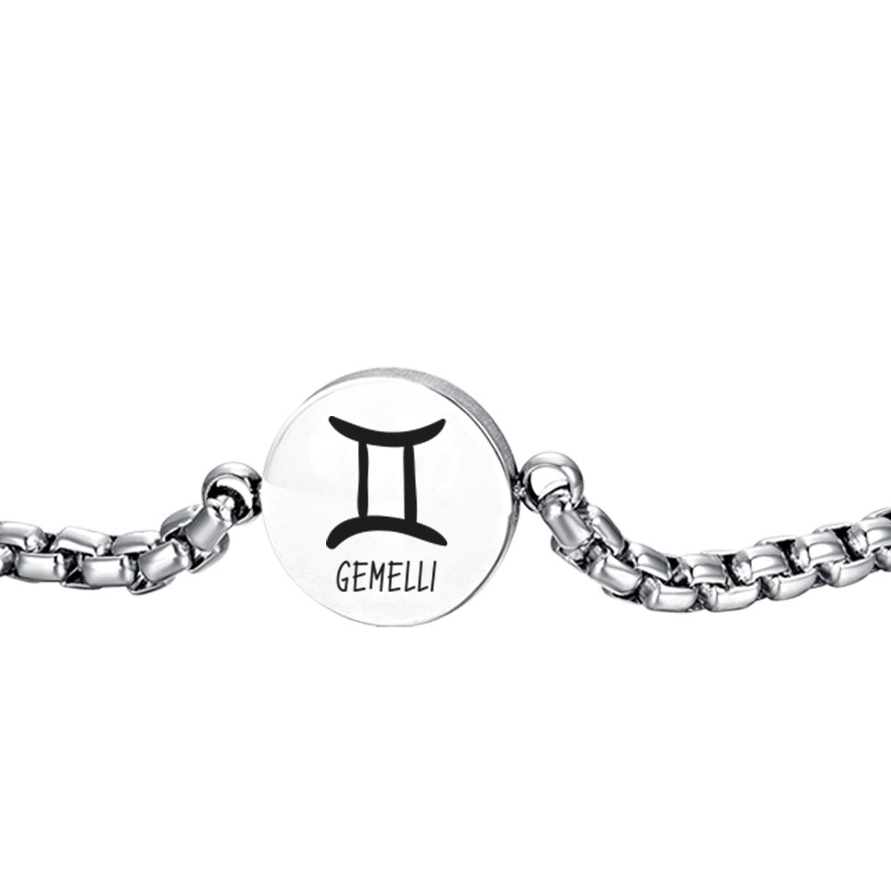 PULSERA DE ACERO PARA HOMBRE SIGNO ZODIACAL GEMINI PLACA