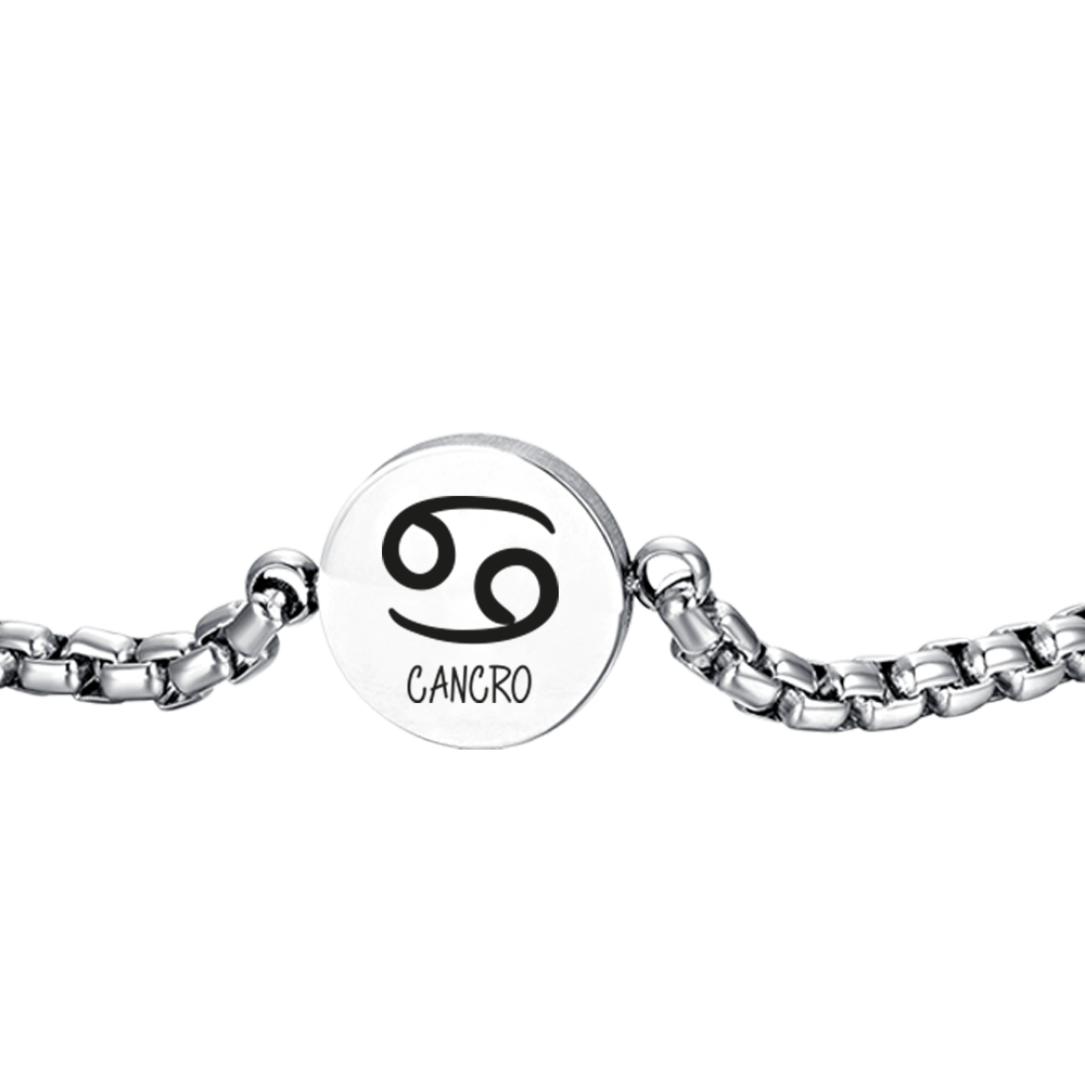 PULSERA DE ACERO PARA HOMBRE SIGNO DEL ZODIACO CANCER PLACA