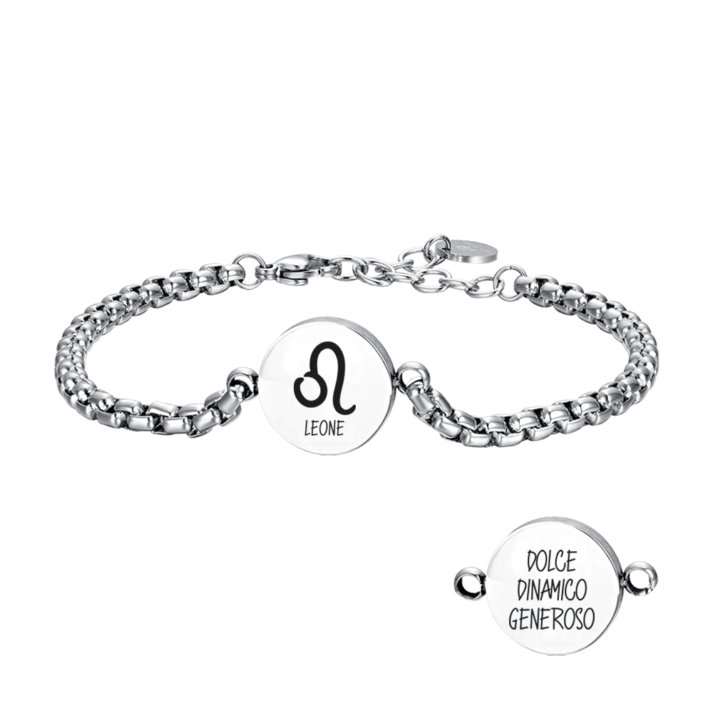 PULSERA DE ACERO PARA HOMBRE CON SIGNO DEL ZODIACO LEO