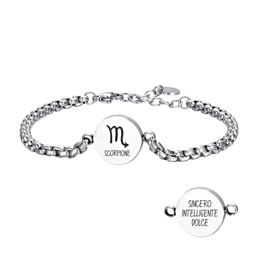 PULSERA DE HOMBRE EN ACERO ZODIAC SIGNO ESCORPIO PLACA Luca Barra