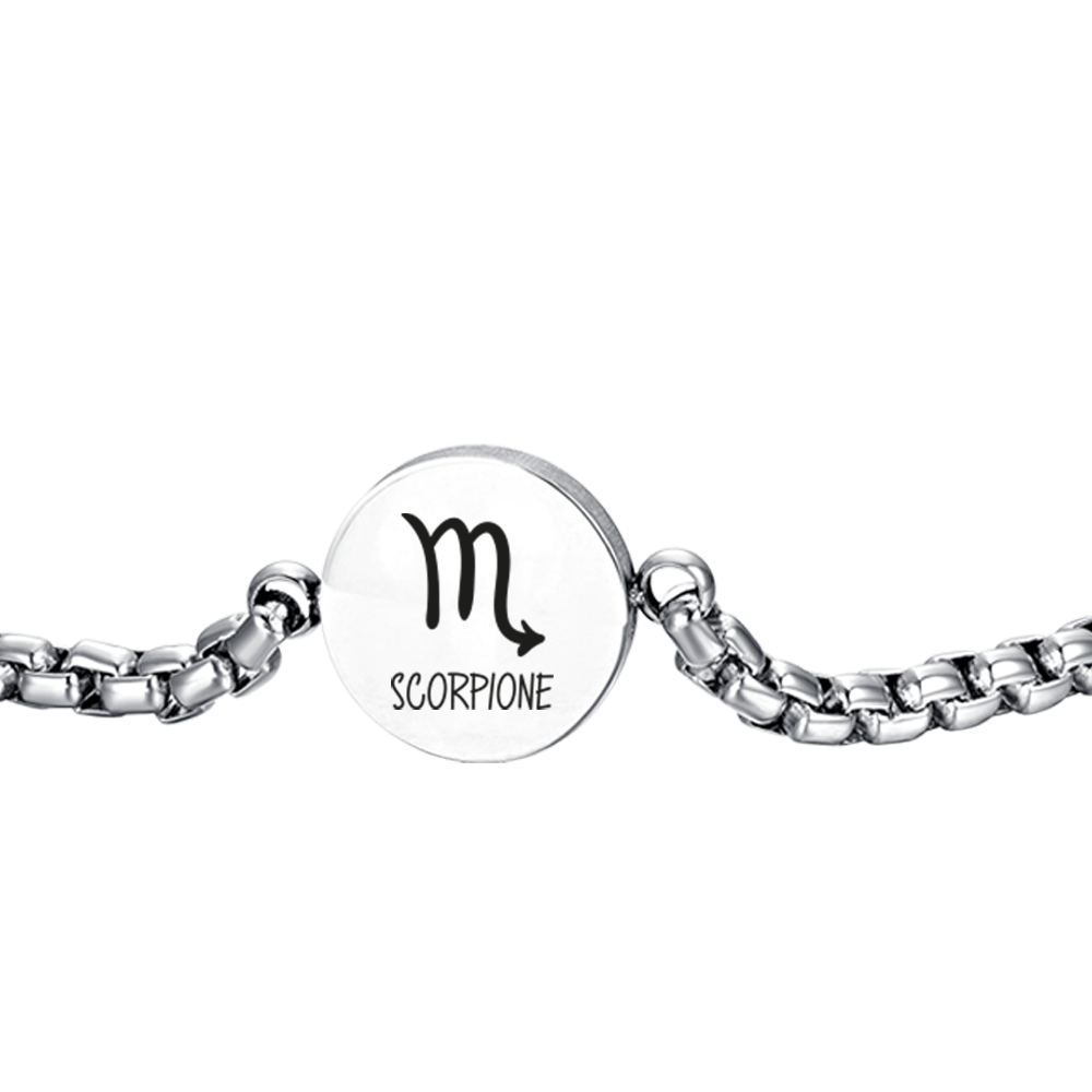 PULSERA DE ACERO PARA HOMBRE SIGNO DEL ZODIACO ESCORPIO PLACA