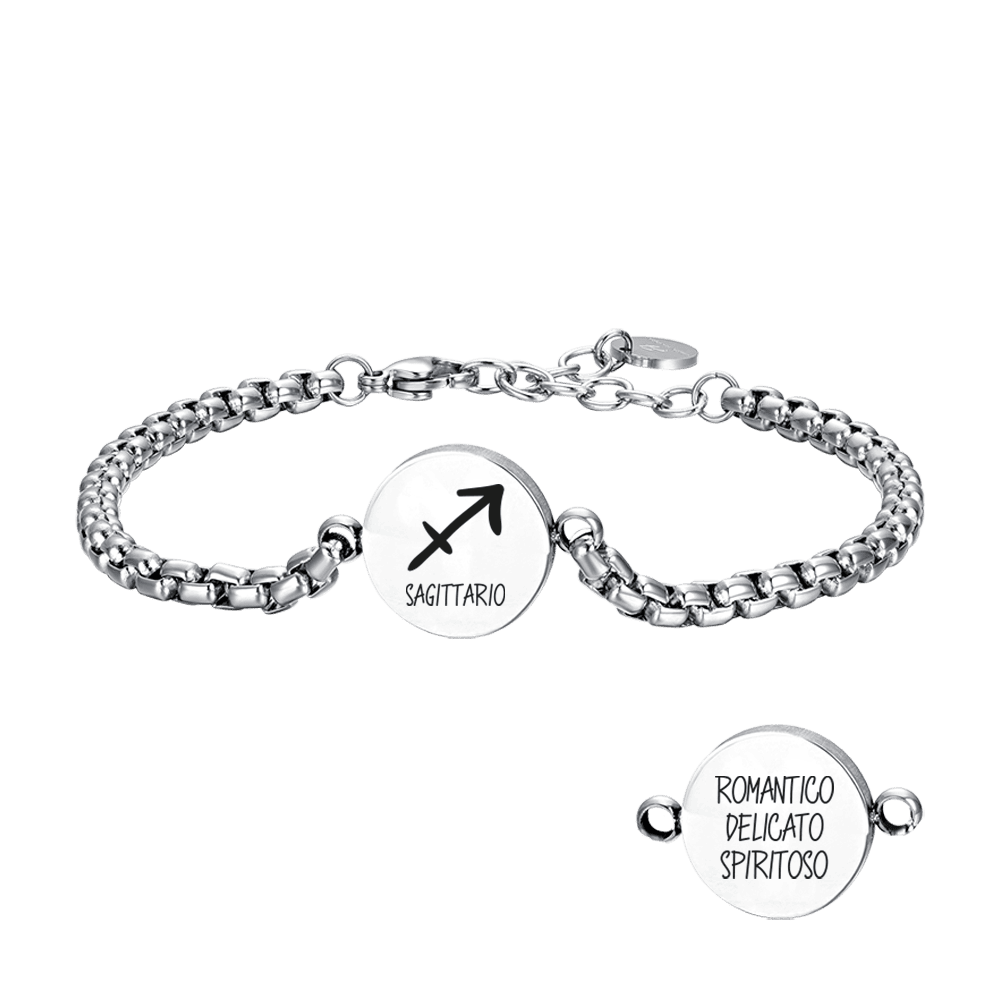 PULSERA DE ACERO PARA HOMBRE SIGNO DEL ZODIACO SAGITARIO PLACA