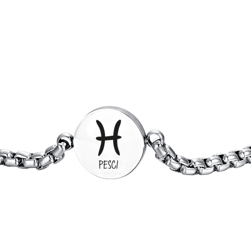 PULSERA DE ACERO PARA HOMBRE PLACA SIGNO ZODIACAL PISCIS