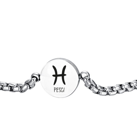 PULSERA DE ACERO PARA HOMBRE PLACA SIGNO ZODIACAL PISCIS