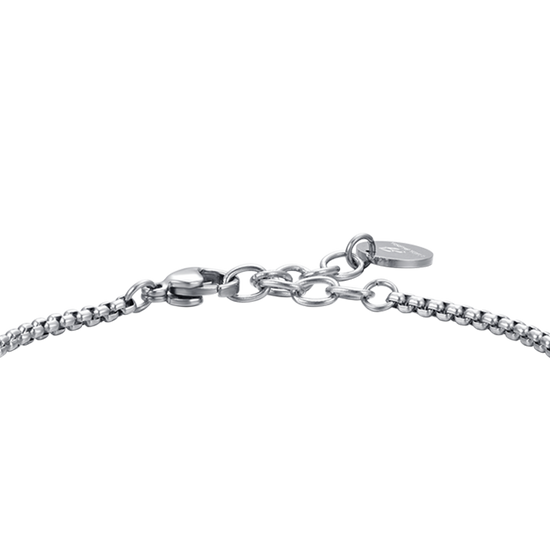 PULSERA ELEMENTO DE ACERO PARA HOMBRE CON CRUZ DE PLATA Y ESMALTE NEGRO
