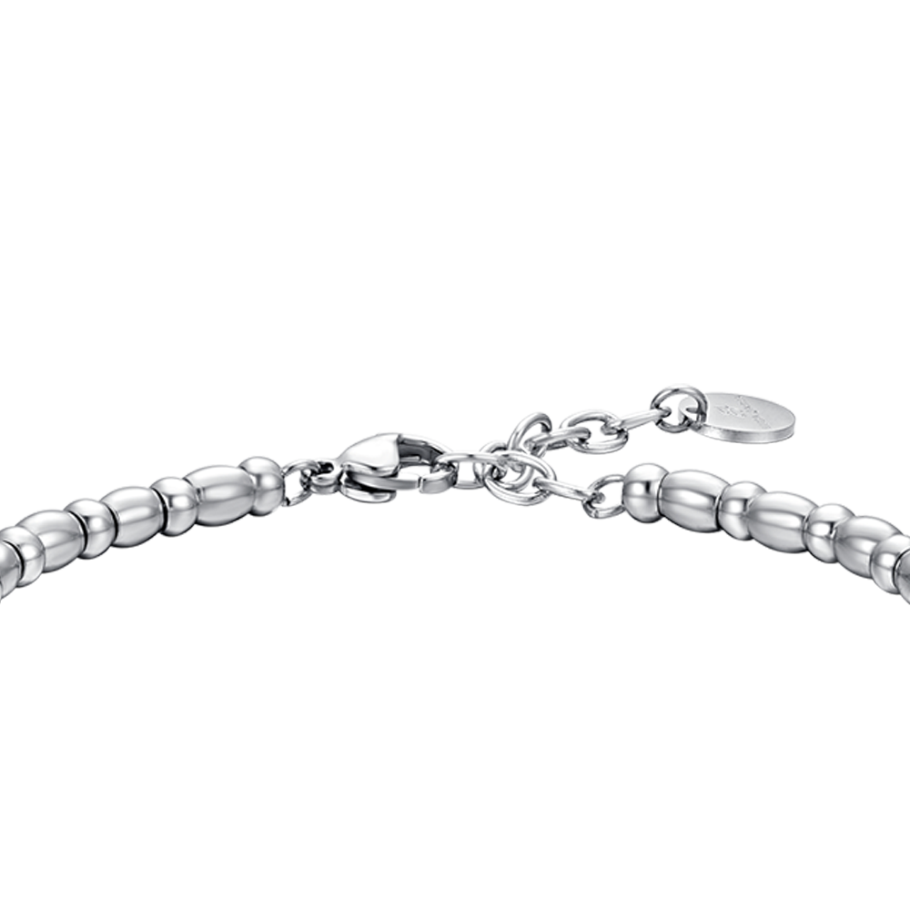 PULSERA ELEMENTO DE ACERO PARA HOMBRE CON ANCLA PLATEADA Y ESMALTE NEGRO