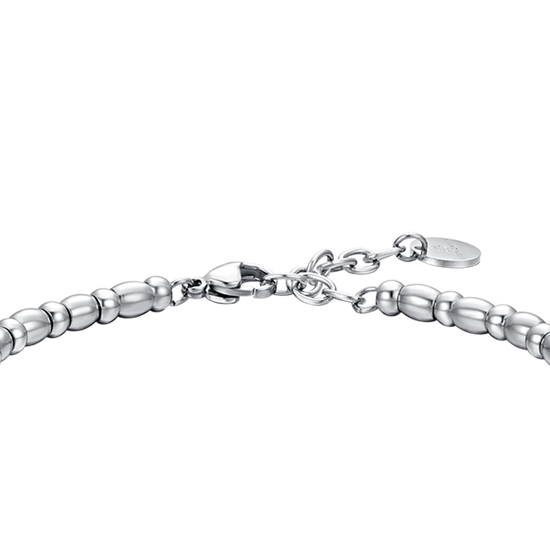 PULSERA ELEMENTO DE ACERO PARA HOMBRE CON ANCLA PLATEADA Y ESMALTE NEGRO