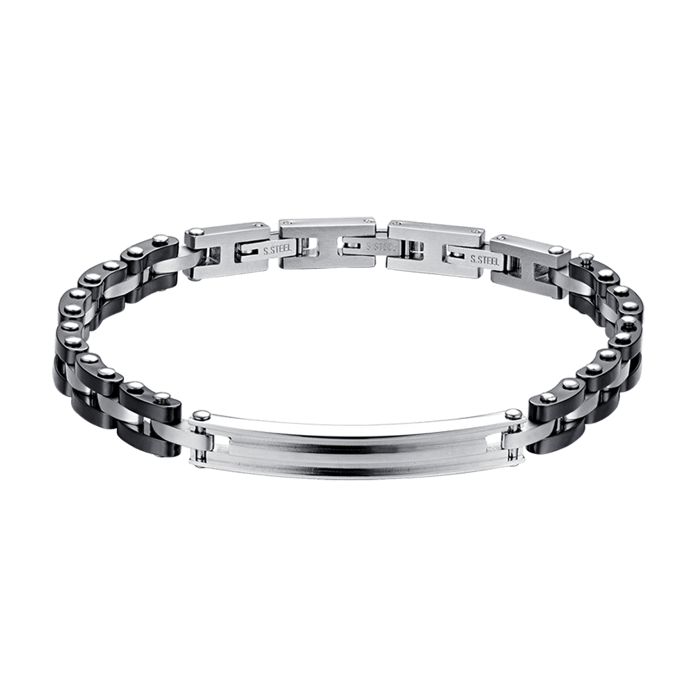BRAZALETE DE HOMBRE DE ACERO CON CERÁMICA NEGRA