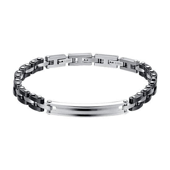 BRAZALETE DE HOMBRE DE ACERO CON CERÁMICA NEGRA