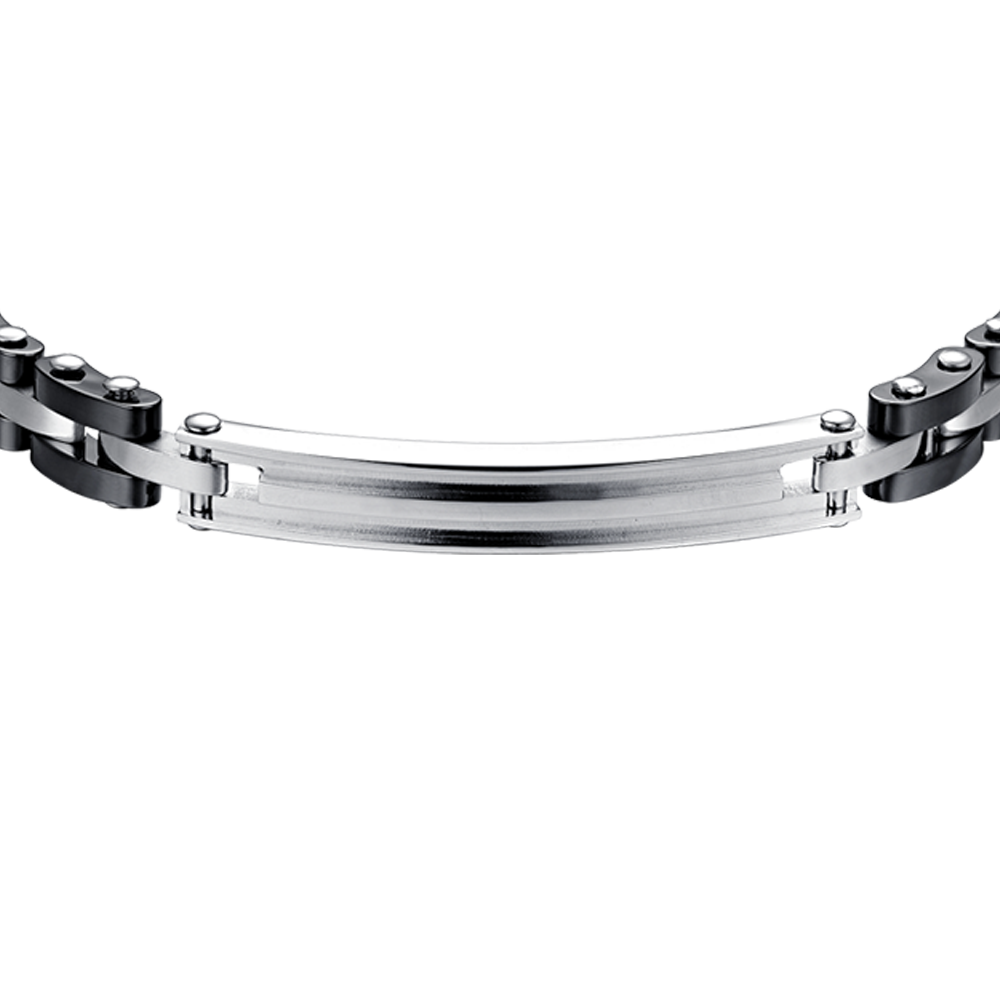 BRAZALETE DE HOMBRE DE ACERO CON CERÁMICA NEGRA