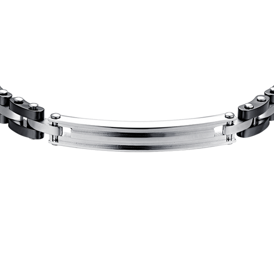 BRAZALETE DE HOMBRE DE ACERO CON CERÁMICA NEGRA