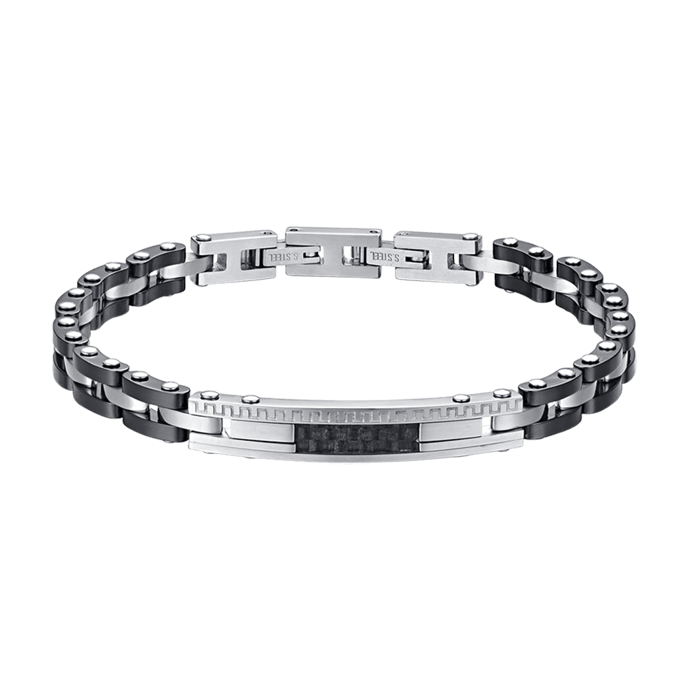 BRAZALETE DE HOMBRE DE ACERO CON CERÁMICA NEGRA