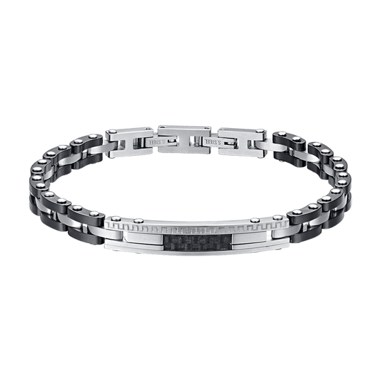 BRAZALETE DE HOMBRE DE ACERO CON CERÁMICA NEGRA