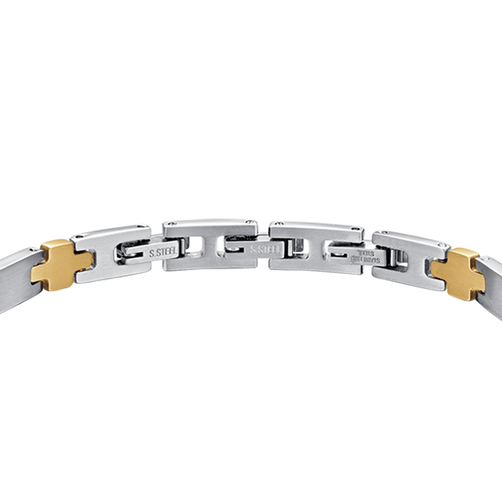 PULSERA HOMBRE ACERO CON CRUCES IP ORO