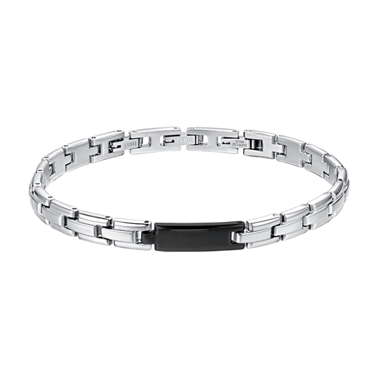 BRAZALETE DE ACERO PARA HOMBRE CON PLACA IP NEGRA