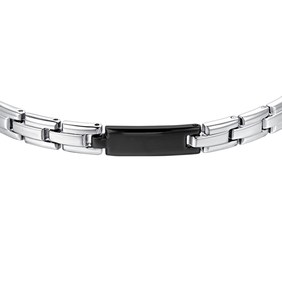 BRAZALETE DE ACERO PARA HOMBRE CON PLACA IP NEGRA