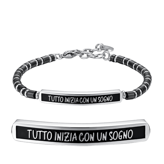 BRACCIALE UOMO IN ACCIAIO IP NERO TUTTO INIZIA CON UN SOGNO