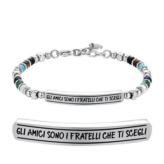 BRAZALETE DE ACERO PARA HOMBRE LOS AMIGOS SON LOS HERMANOS QUE TÚ ELIGES