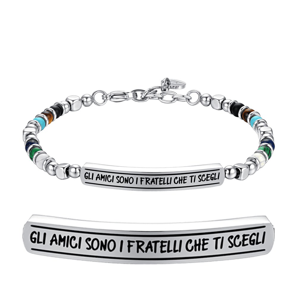 BRAZALETE DE ACERO PARA HOMBRE LOS AMIGOS SON LOS HERMANOS QUE TÚ ELIGES