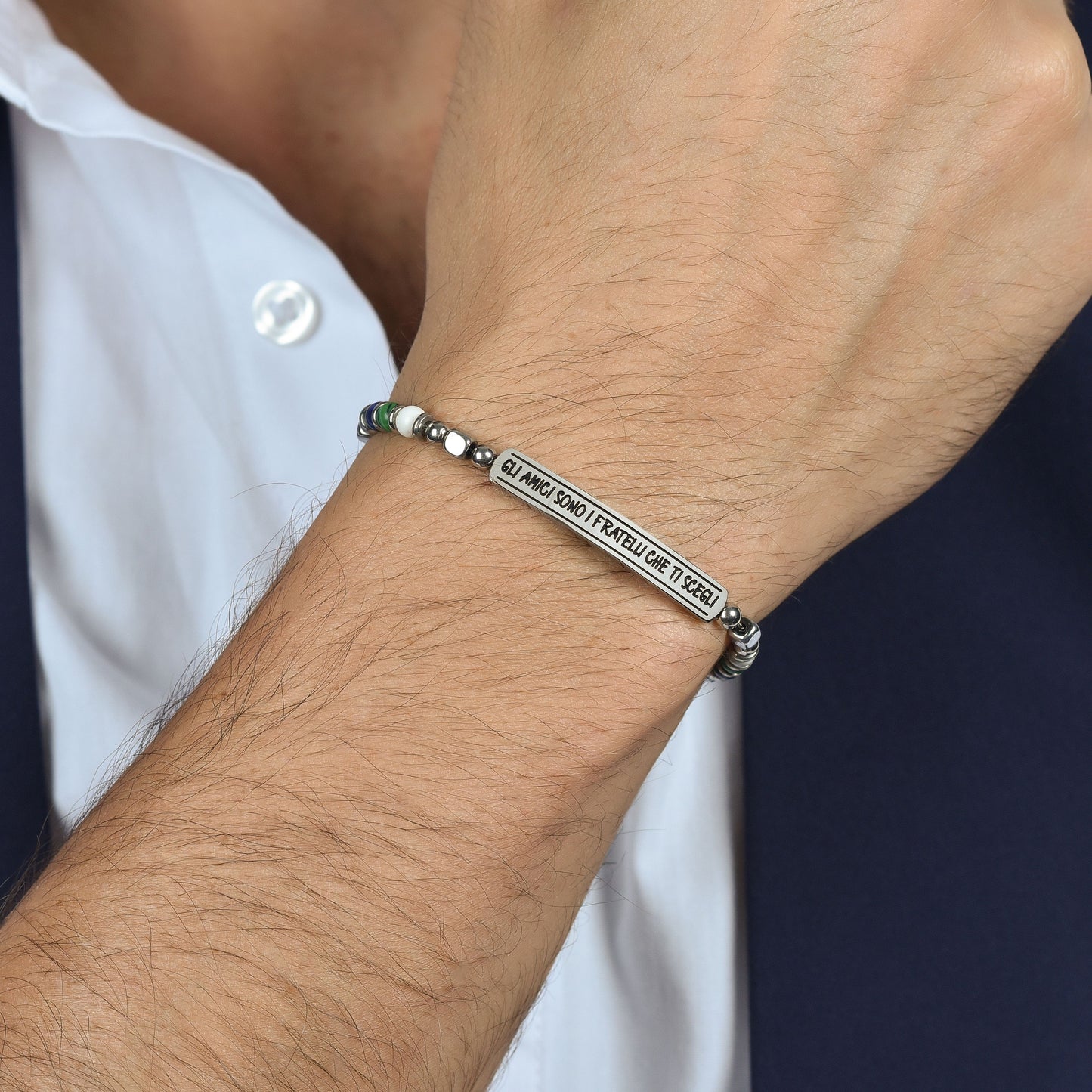 BRAZALETE DE ACERO PARA HOMBRE LOS AMIGOS SON LOS HERMANOS QUE TÚ ELIGES