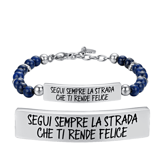 BRACCIALE UOMO IN ACCIAIO SEGUI SEMPRE LA STRADA CHE TI RENDE FELICE Luca Barra