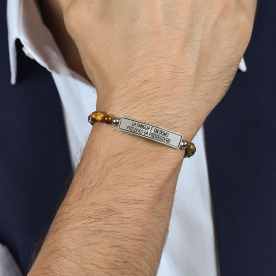 BRAZALETE DE ACERO DE LOS HOMBRES DE LA FAMILIA ES UN REGALO PRECIOSO PARA PROTEGER