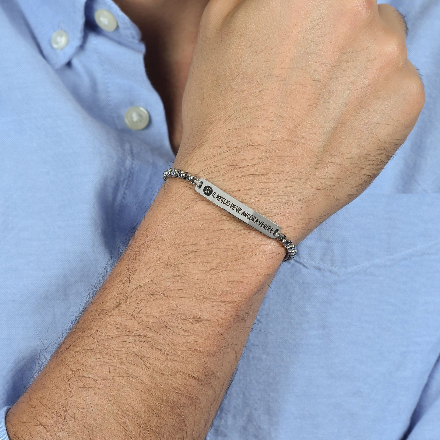 PLACA DE ACERO 18 BRAZALETE DE HOMBRE LO MEJOR ESTÁ POR LLEGAR