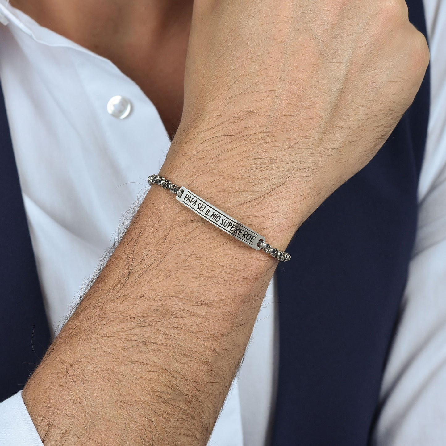 PULSERA DE ACERO PARA HOMBRE DADDY YOU'RE MY SUPERHERO