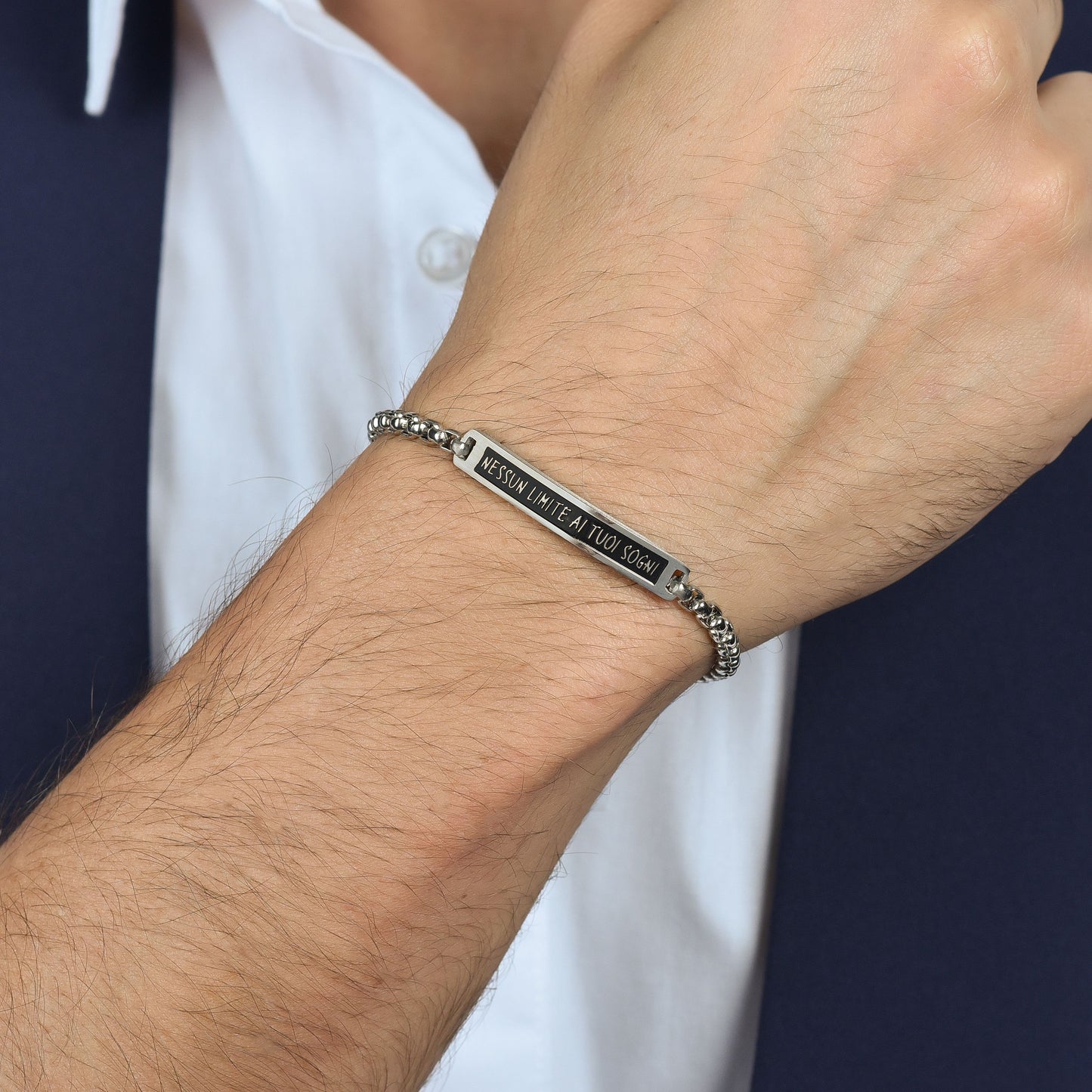 PULSERA DE ACERO PARA HOMBRE NO PONGAS LÍMITES A TUS SUEÑOS