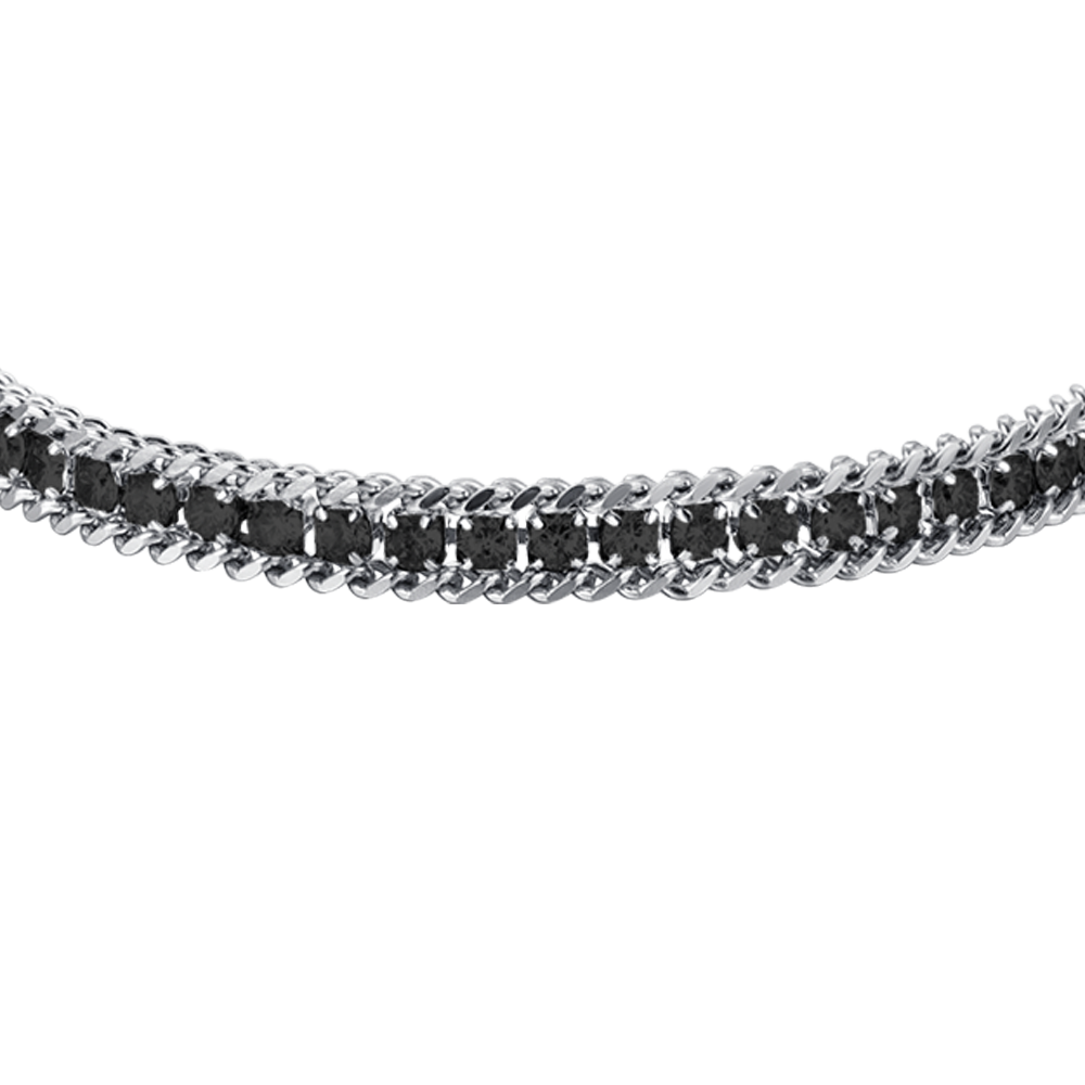 PULSERA DE TENIS DE ACERO PARA HOMBRE CON CRISTALES NEGROS